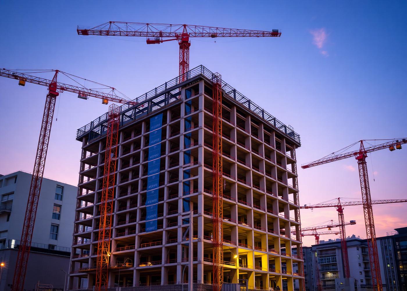 Mid-rise construction at dusk